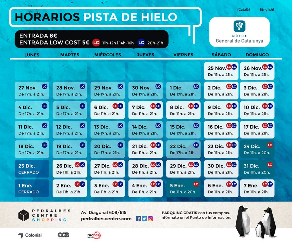 Horarios pista de hielo