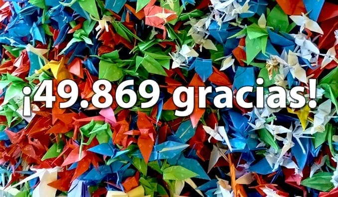 ¡49.869 origamis! ¡49.869 euros!